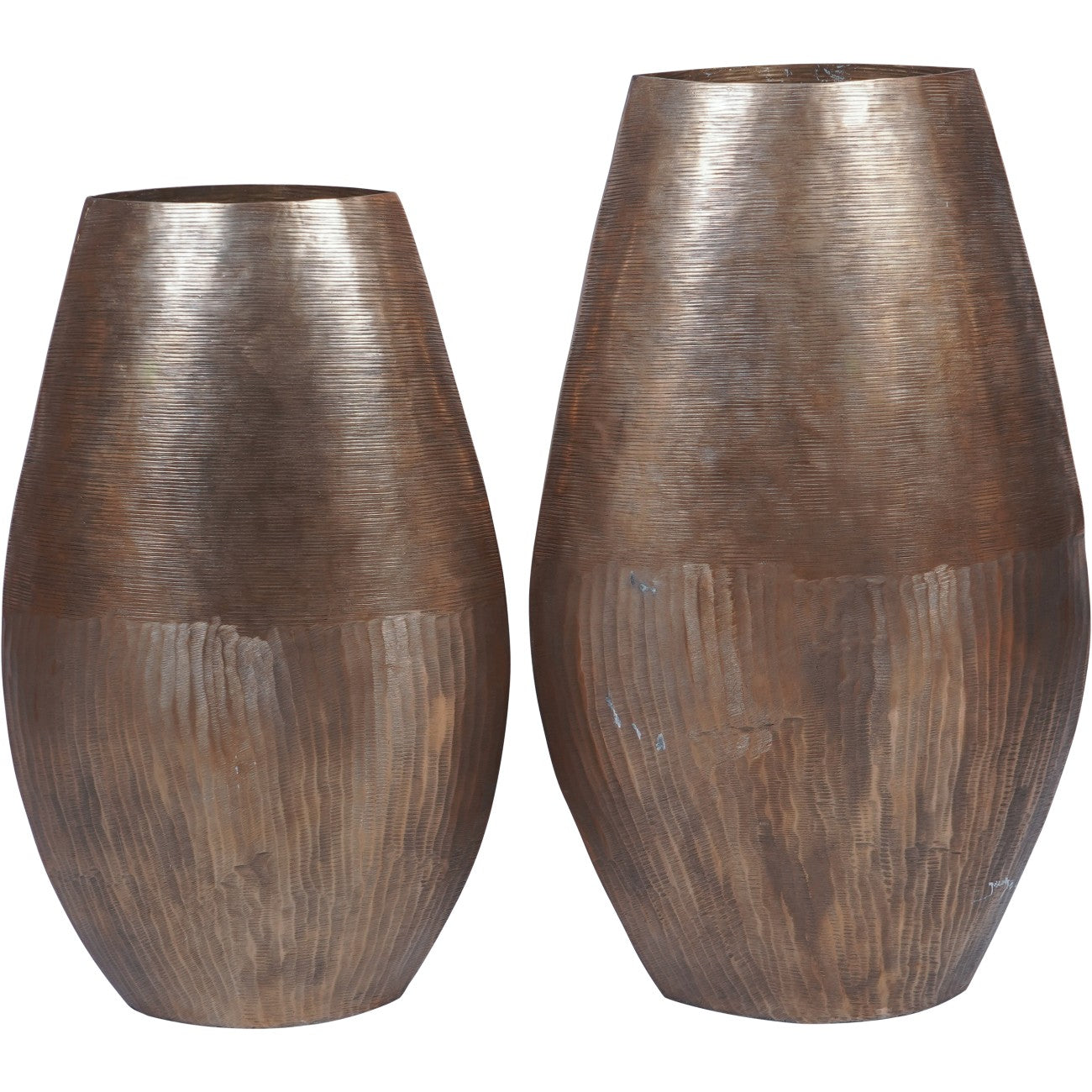 Southwold Textured Oval Antique Brass Vase Large 80cm